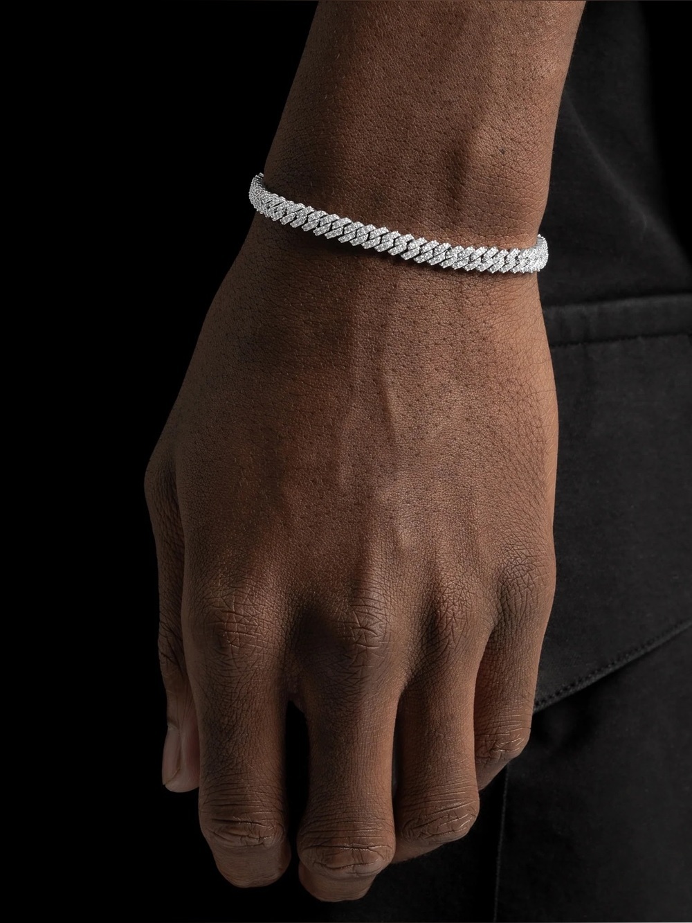 6 Ice - Silver Cuban Link Tennis Bracelet - Sparkling Pavé 5mm, 6” chain.